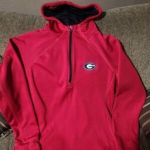 Women's Colosseum Georgia Bulldog Red Half-Zip Hoodie with Logo Sz.